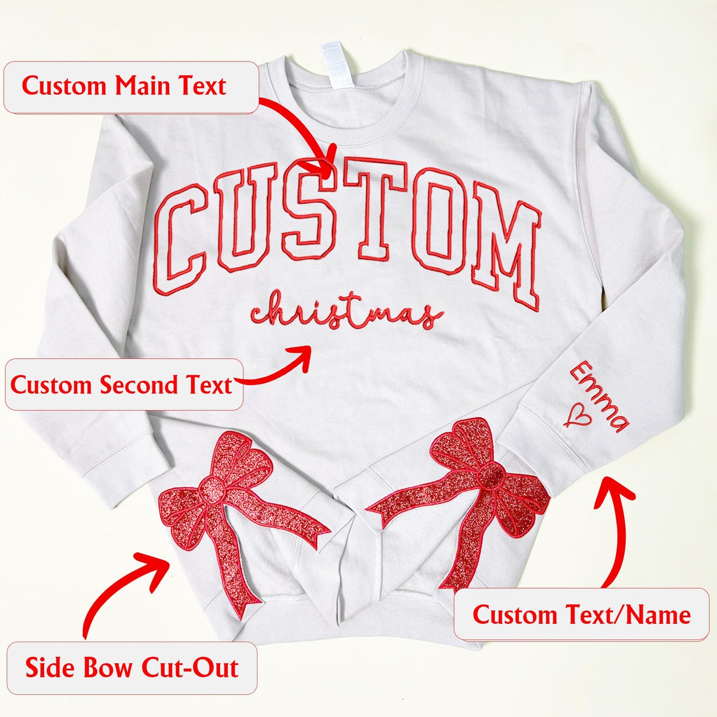 50% OFFâ¨Personalized Viral Bow Side SweatshirtđHoodie