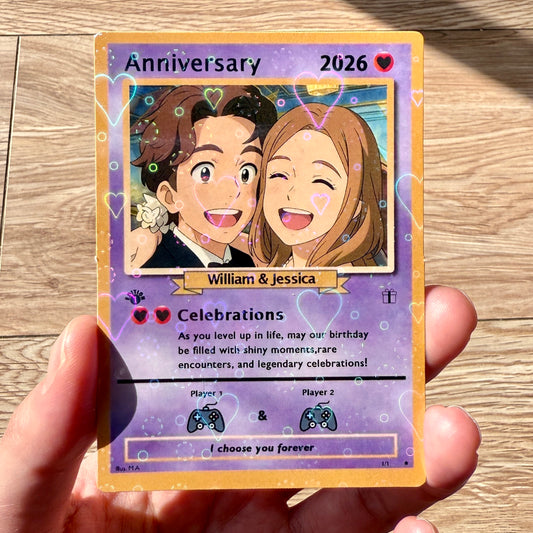 50% OFF💕Custom Anniversary Card Couple Photo Anime Style